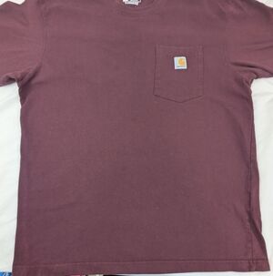 Carhartt Workwear Loose Fit Maroon Rugged Duty Front Pocket T-Shirt Large